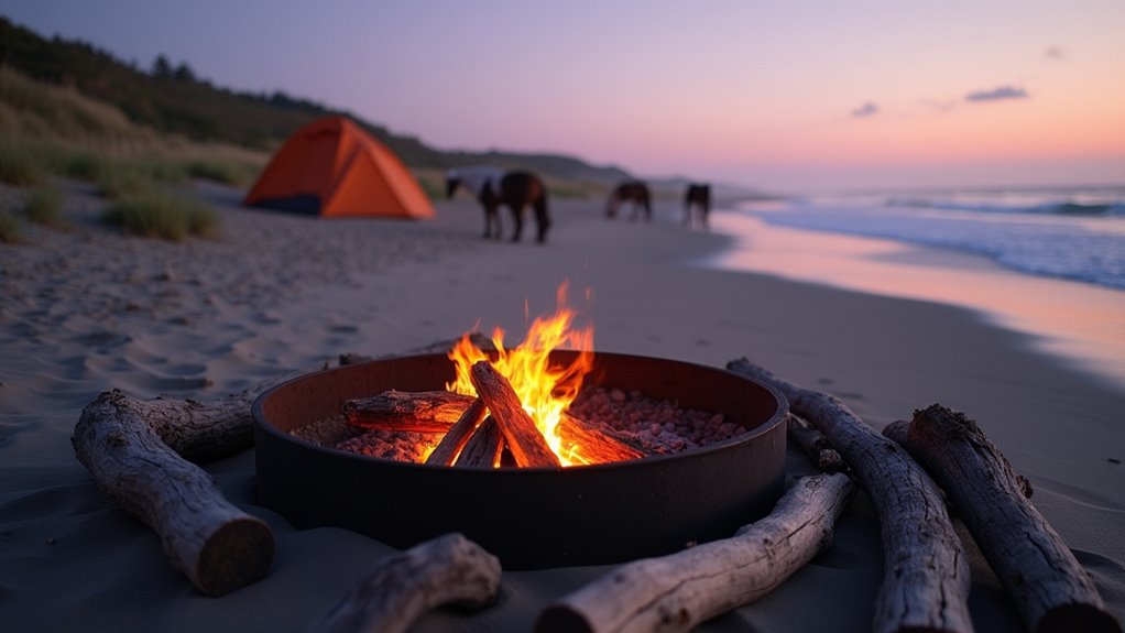 wild ponies and ocean camping