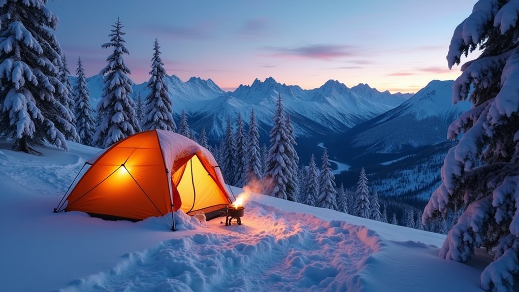 winter camping in solitude