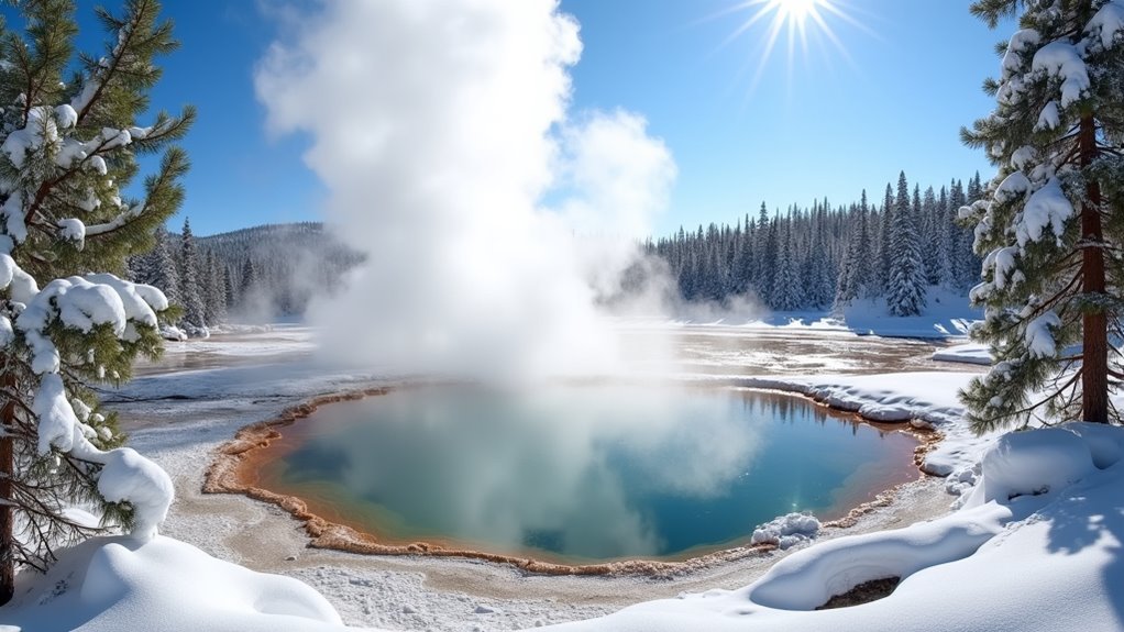 winter geysers and camping