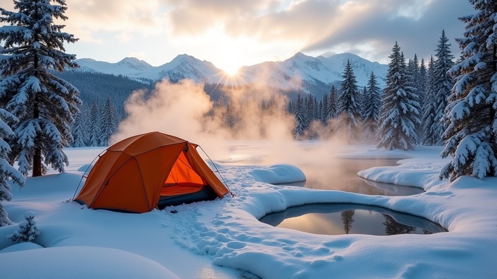winter wildlife and geothermal displays