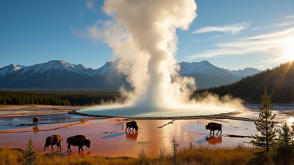 yellowstone camping wildlife geysers