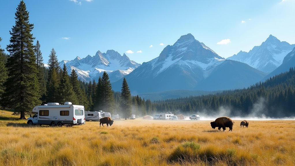 yellowstone wildlife geothermal camping