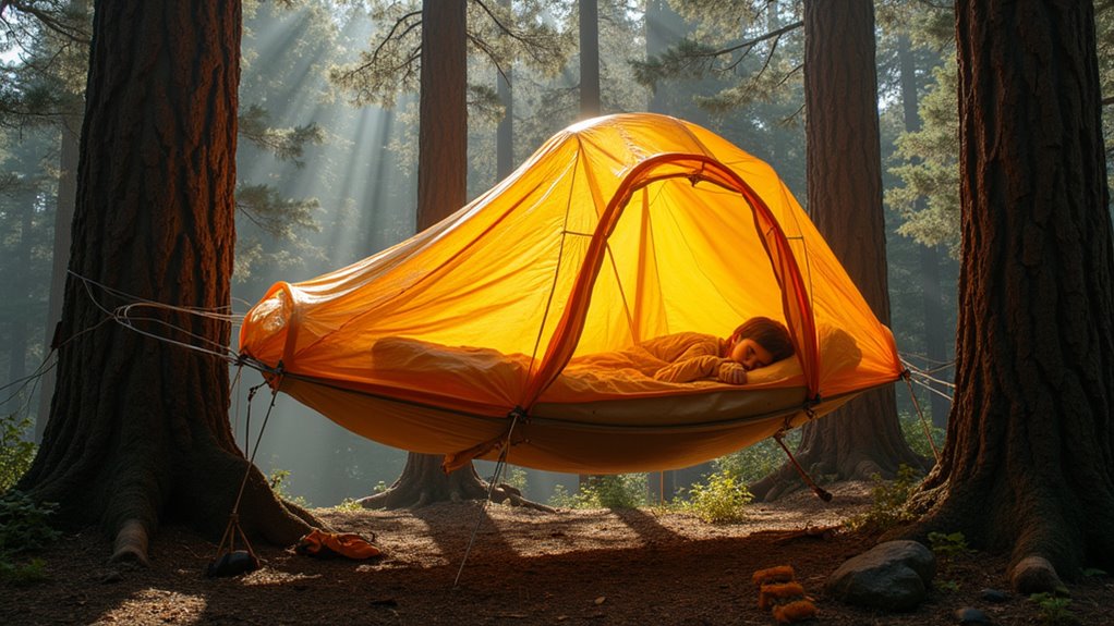 suspended cocoon camping