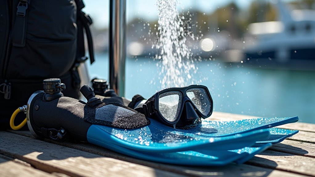 thorough equipment rinsing after dive